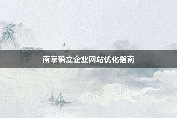 南京确立企业网站优化指南